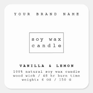 Moderne witte cosmetische verpakkingskaars vierkante sticker