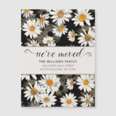 Moderne Witte Dagen in Black Floral Moving Card (Voorkant)