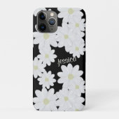 Moderne Witte Daisy Bloem Patroon Naam Zwart Case-Mate iPhone Case (Achterkant)