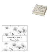 Moderne Witte Daisy Bloemen Trendy Rubberstempel (Gestempeld)