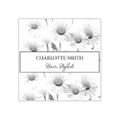 Moderne Witte Daisy Bloemen Trendy Rubberstempel (Afrduk)