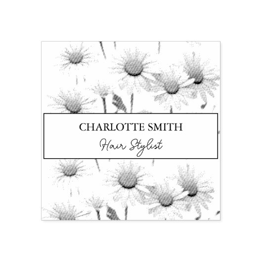 Moderne Witte Daisy Bloemen Trendy Rubberstempel (Afrduk)