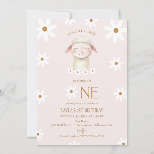 Moderne Witte Daisy Ons Lam 1e Verjaardag Kaart (Voorkant)