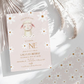 Moderne Witte Daisy Ons Lam 1e Verjaardag Kaart