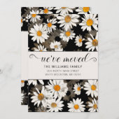 Moderne witte daisy op zwarte bloemen bewegende Ka Aankondiging (Voorkant / Achterkant)