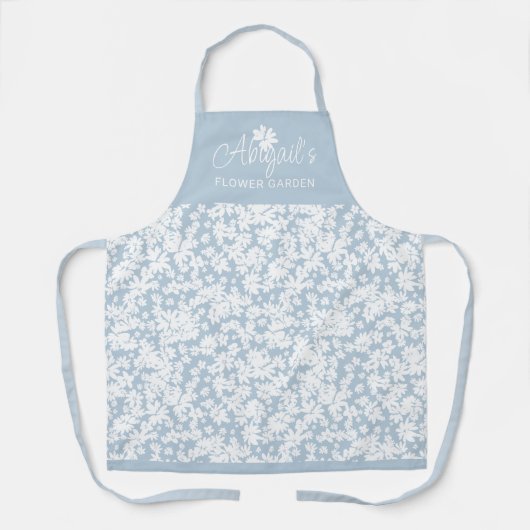 Moderne Witte Daisy Patroon Tuinieren Custom Schort (Voorkant)