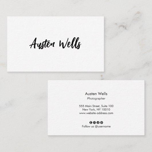 Moderne Witte de Marker van het Manuscript van de  Visitekaartje (Voorkant / Achterkant)