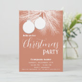 Moderne witte dennentak kerstballen kaart (Staand voorkant)