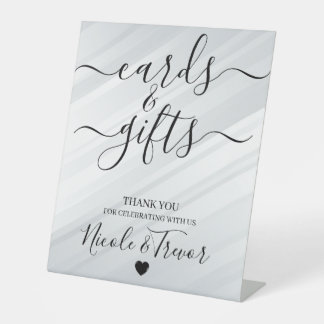 Moderne Witte Diagonale Lijnen Kaarten & Cadeaus Reclamebord Met Voetstuk