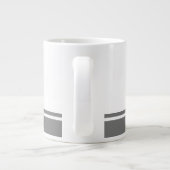 Moderne Witte Donkergrijze Bodem Rand Racing Strip Grote Koffiekop (Achterkant)