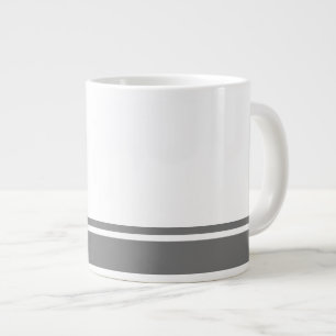 Moderne Witte Donkergrijze Bodem Rand Racing Strip Grote Koffiekop