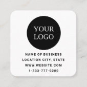 Moderne Witte Douane Logo en QR Code Vierkante Visitekaartje (Voorkant)