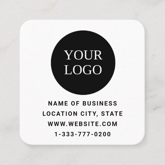 Moderne Witte Douane Logo en QR Code Vierkante Visitekaartje (Voorkant)