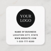 Moderne Witte Douane Logo en QR Code Vierkante Visitekaartje (Voorkant)