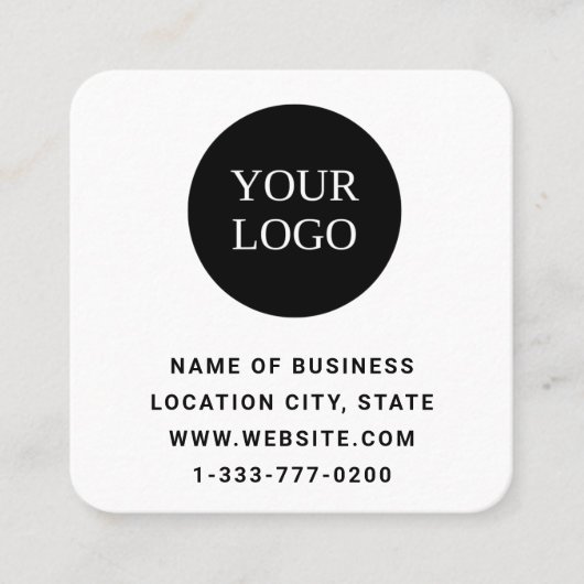 Moderne Witte Douane Logo en QR Code Vierkante Visitekaartje (Voorkant)