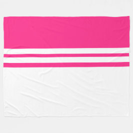 Moderne witte dubbele strepen Snoep Roze kleurenbl Fleece Deken