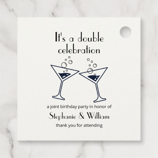 Moderne Witte Dubbele Viering Gemeenschappelijke V Bedankjes Labels (Achterkant)