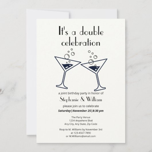 Moderne Witte Dubbele Viering Gemeenschappelijke V Kaart (Voorkant)