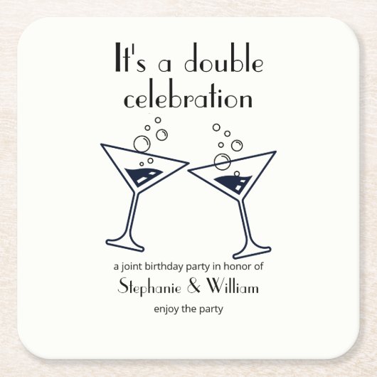 Moderne Witte Dubbele Viering Gemeenschappelijke V Kartonnen Onderzetters (Voorkant)