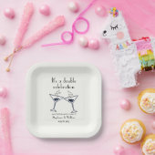 Moderne Witte Dubbele Viering Gemeenschappelijke V Papieren Bordje (Feest)