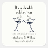 Moderne Witte Dubbele Viering Gemeenschappelijke V Vierkante Sticker (Voorkant)