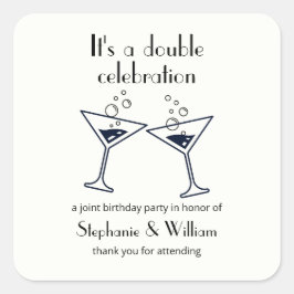 Moderne Witte Dubbele Viering Gemeenschappelijke V Vierkante Sticker