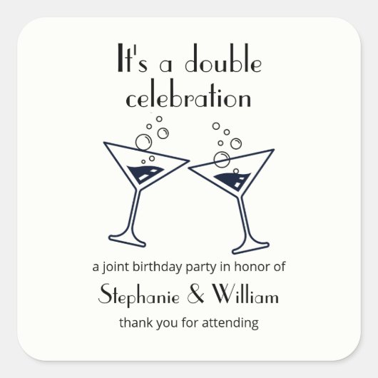 Moderne Witte Dubbele Viering Gemeenschappelijke V Vierkante Sticker (Voorkant)