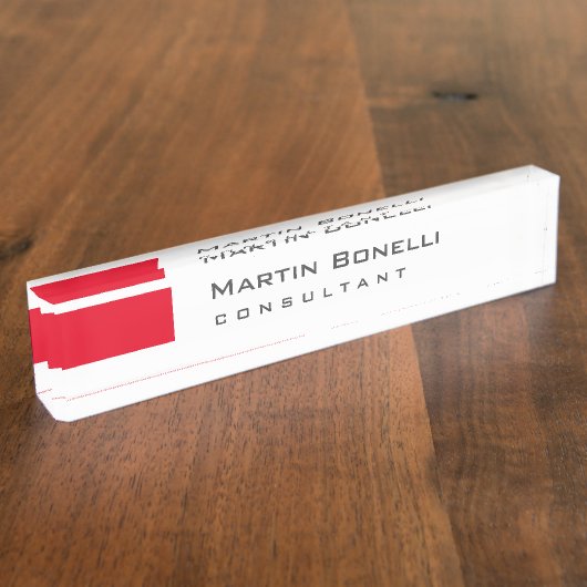 Moderne, witte, eenvoudige consultant naambordje (Zijkant)