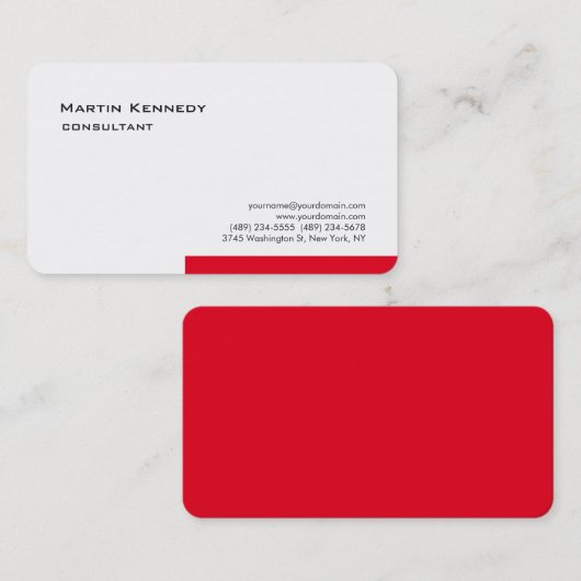 Moderne, witte, eenvoudige platte minimalisator visitekaartje (Voorkant / Achterkant)