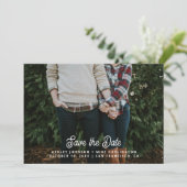 Moderne witte eenvoudige script typografie bruilof save the date (Staand voorkant)
