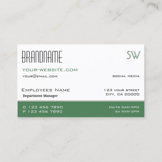 Moderne, witte, eenvoudige stijl met monogram visitekaartje (Achterkant)