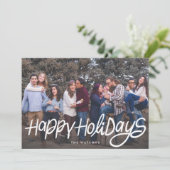 moderne witte elegant prettige feestdagen funky fo feestdagenkaart (Staand voorkant)