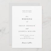 Moderne witte elegante bruiloft kaart (Voorkant / Achterkant)