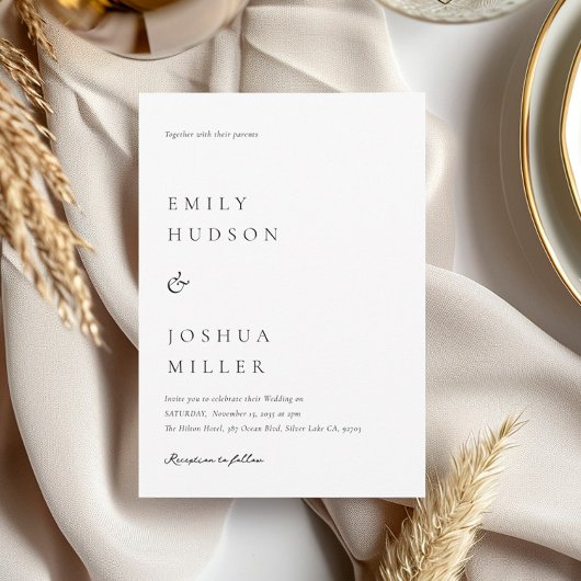 Moderne witte elegante bruiloft kaart