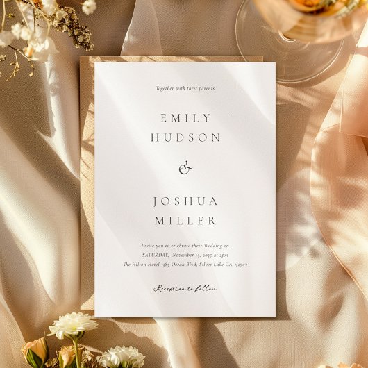 Moderne witte elegante bruiloft kaart