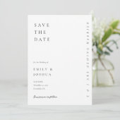 Moderne witte elegante bruiloft met foto save the date (Staand voorkant)