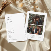 Moderne witte elegante bruiloft met foto save the date
