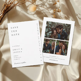 Moderne witte elegante bruiloft met foto save the date
