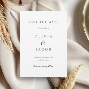 Moderne witte elegante bruiloft save the date
