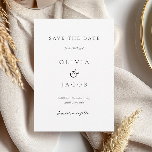 Moderne witte elegante bruiloft save the date