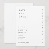 Moderne witte elegante bruiloft save the date (Voorkant / Achterkant)