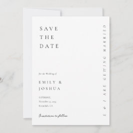 Moderne witte elegante bruiloft save the date