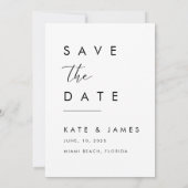 Moderne Witte Elegante Fototrouwdag Save The Date (Achterkant)
