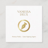 Moderne Witte Elegante Gouden Pen Icoon QR Code No Vierkante Visitekaartje (Voorkant)