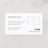 Moderne witte elegante monogram esthetische salon visitekaartje (Achterkant)