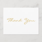 Moderne Witte Elegante Nep Gouden Script Bedankt Briefkaart (Voorkant)