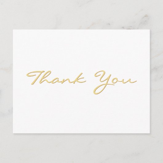 Moderne witte elegante nepgouden script bedankje briefkaart (Voorkant)