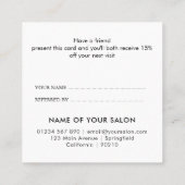 Moderne witte elegante schoonheidssalon aanbevelingskaartje (Achterkant)