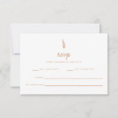 Moderne witte en beige blad bruiloft RSVP kaartje (Voorkant)