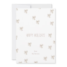 Moderne witte en beige Multi-Bow Holiday Kaart